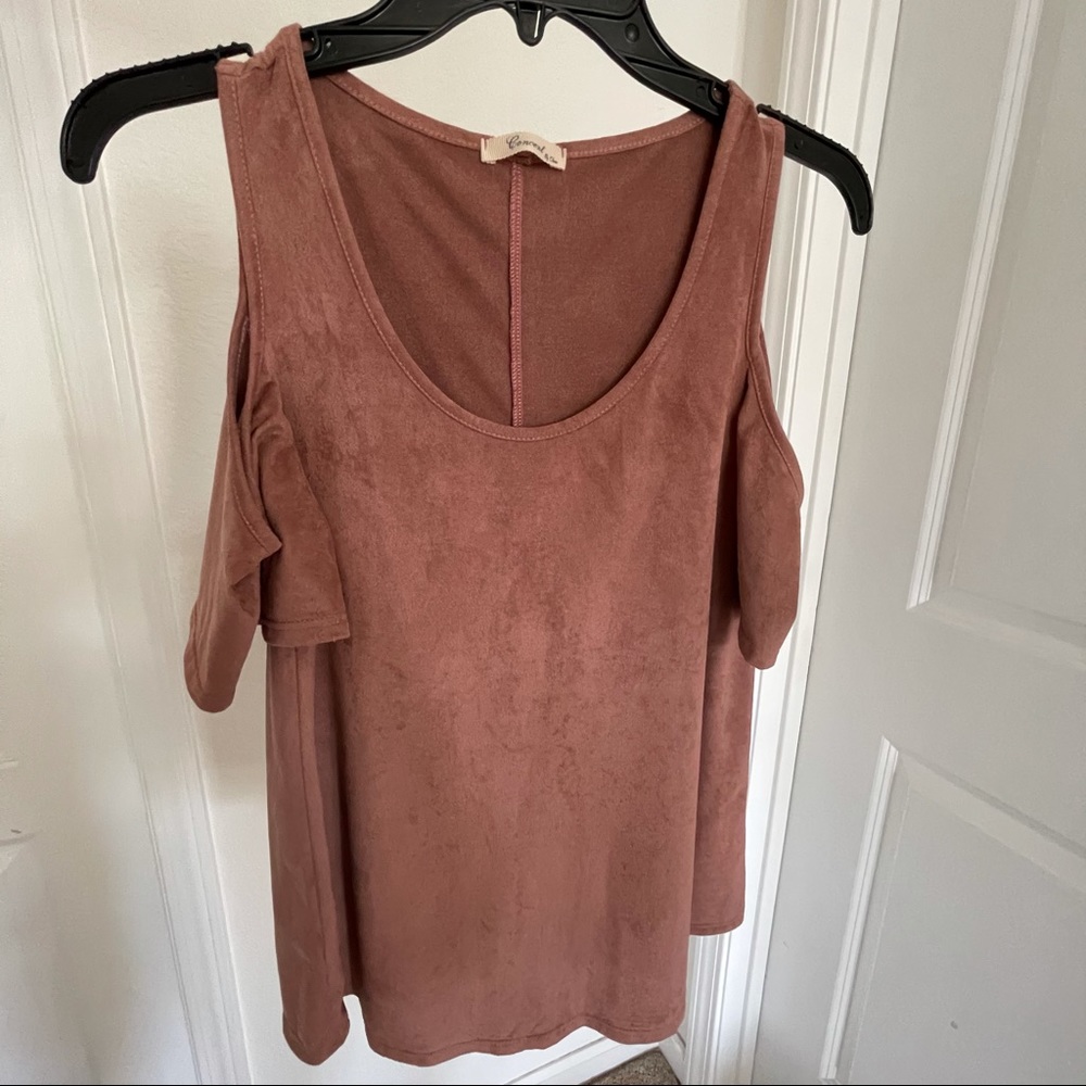 Mauve Open Hoop Shoulder Top